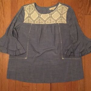 Chambray Crochet Blouse